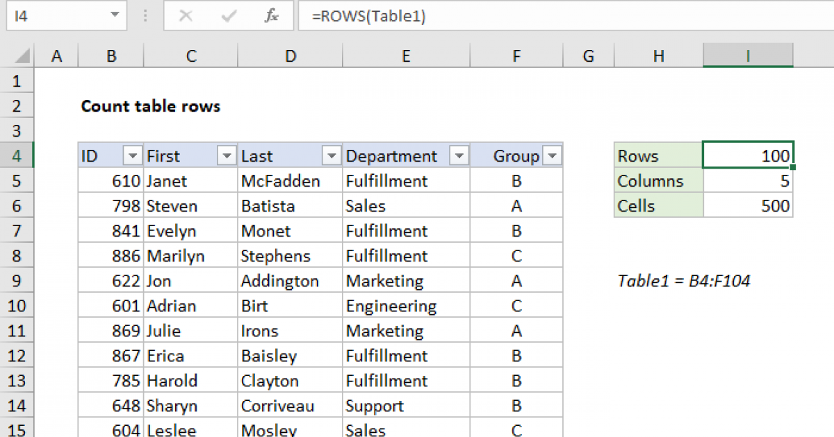 How To Count Number Of Rows In Excel Table